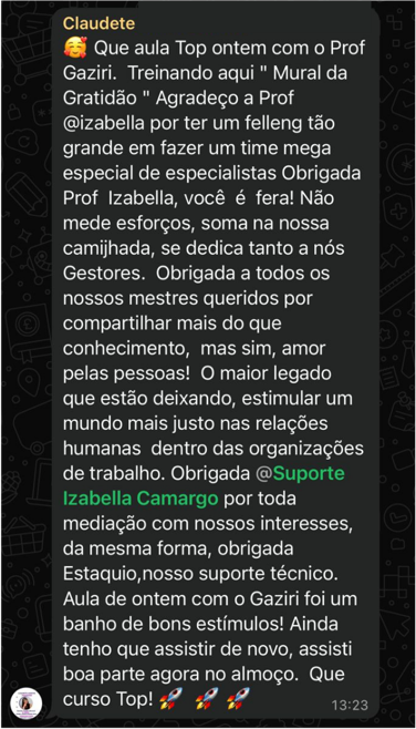 Opinião de participante